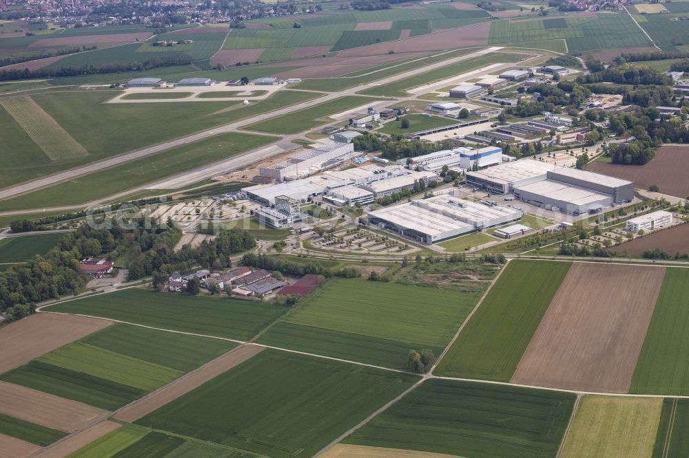 Laupheim from above - Building and production halls on the premises of Diehl-Aviation Am Flugplatz in the district Untersulmetingen in Laupheim in the state Baden-Wurttemberg, Germany