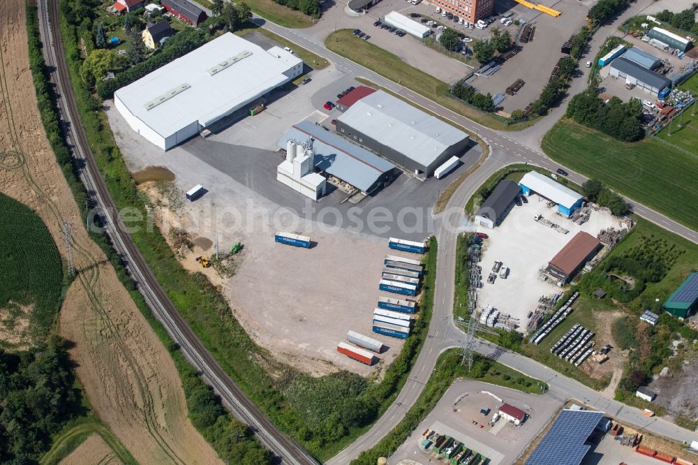 Maxhütte-Haidhof from above - Building and production halls on the premises MK Dienstleistungs GmbH & Co. KG along Obagstrasse in Maxhuette-Haidhof in the state Bavaria, Germany