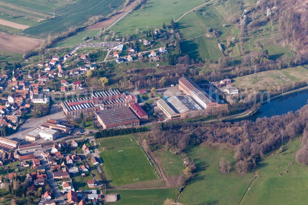 Aerial image Oberbronn - Building and production halls on the premises of De Dietrich Process Systems in Oberbronn in Grand Est, France