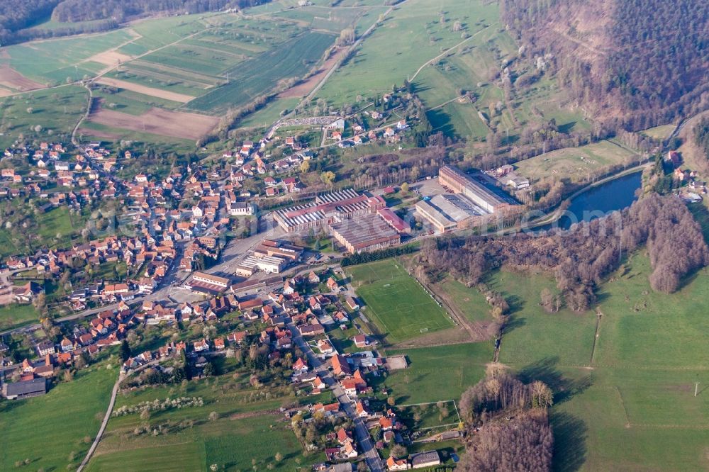 Aerial photograph Oberbronn - Building and production halls on the premises of De Dietrich Process Systems in Oberbronn in Grand Est, France