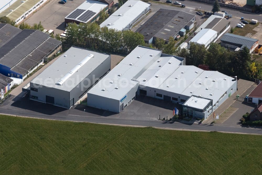 Stolberg from the bird's eye view: Building and production halls on the premises DIRKRA Sondermaschinenbau GmbH & Co.KG in the district Mausbach in Stolberg in the state North Rhine-Westphalia, Germany