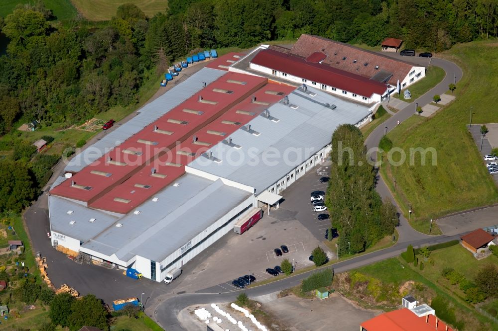 Schöntal from the bird's eye view: Building and production halls on the premises of the DLK Ventilatoren GmbH in of Ziegeleistrasse in Schoental in the state Baden-Wurttemberg, Germany