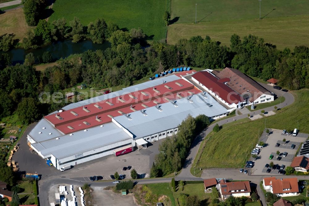 Aerial image Schöntal - Building and production halls on the premises of the DLK Ventilatoren GmbH in of Ziegeleistrasse in Schoental in the state Baden-Wurttemberg, Germany