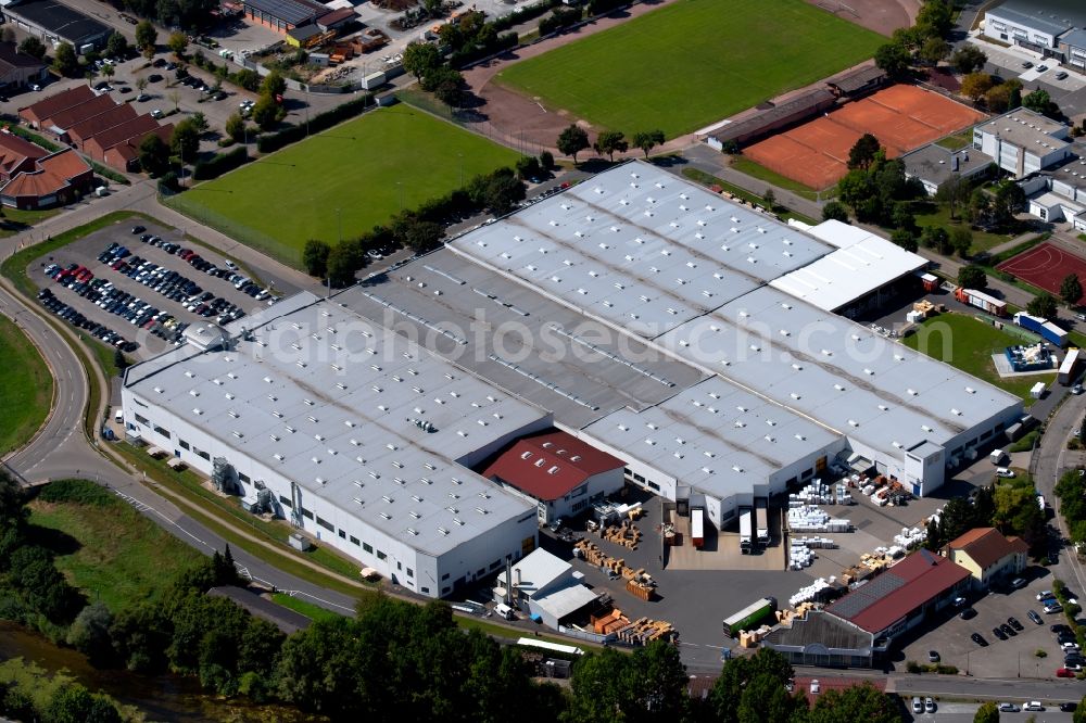 Aerial image Krautheim - Building and production halls on the premises of the Dometic Germany GmbH at the Hollefeldstrasse in Krautheim in the state Baden-Wurttemberg, Germany