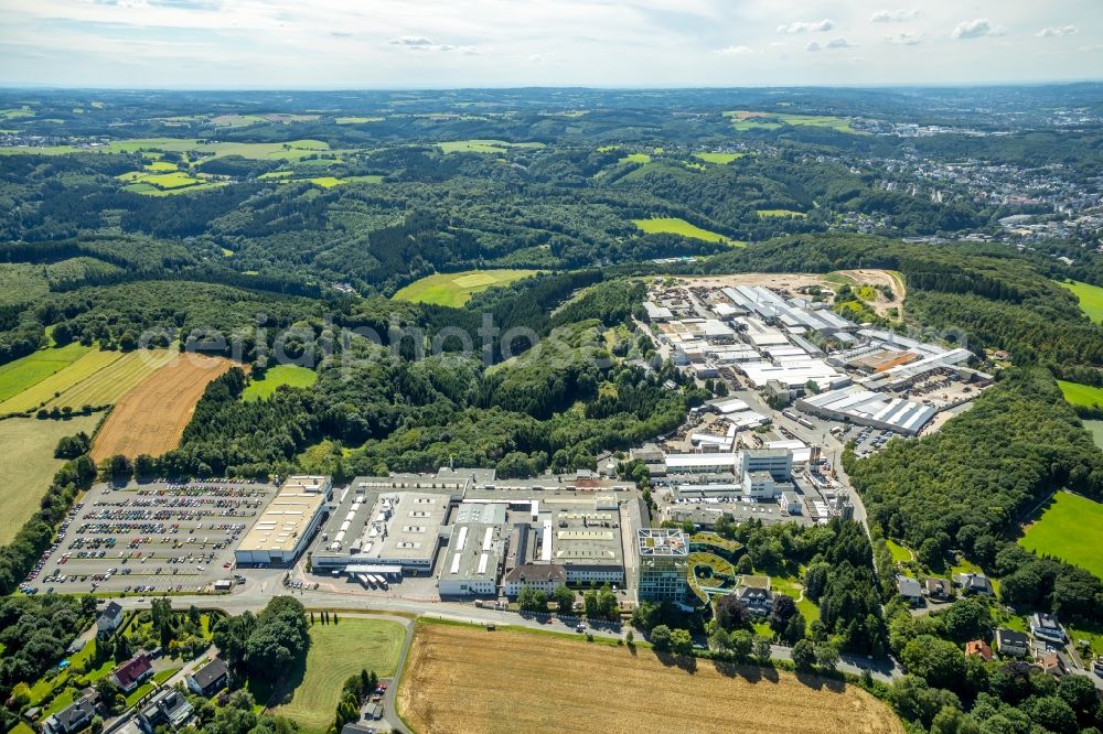 Ennepetal from the bird's eye view: Building and production halls on the premises of dormakaba Deutschland on DORMA Platz in Ennepetal in the state North Rhine-Westphalia, Germany