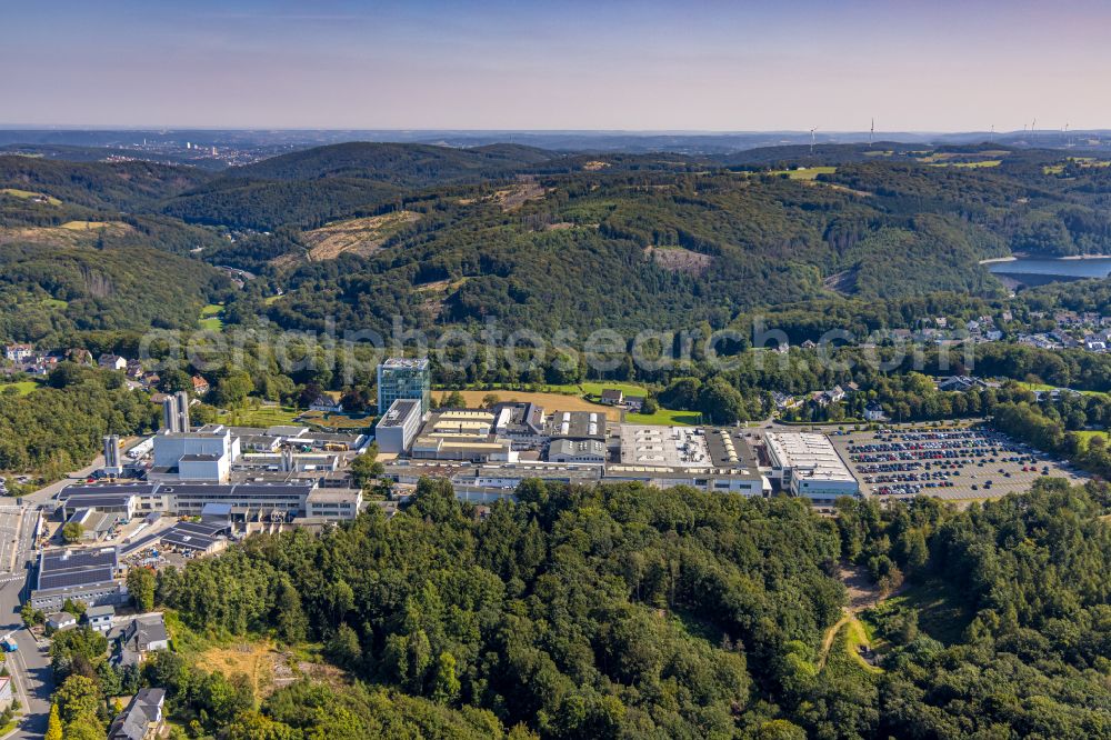 Aerial photograph Ennepetal - Building and production halls on the premises of dormakaba Deutschland on DORMA Platz in Ennepetal in the state North Rhine-Westphalia, Germany