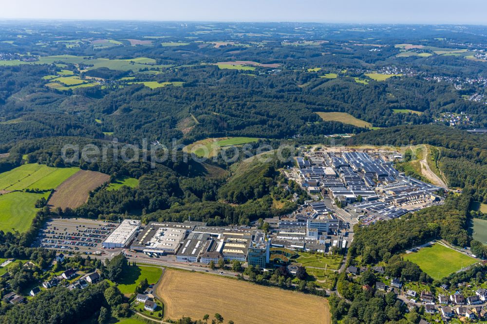 Aerial photograph Ennepetal - Building and production halls on the premises of dormakaba Deutschland on DORMA Platz in Ennepetal in the state North Rhine-Westphalia, Germany