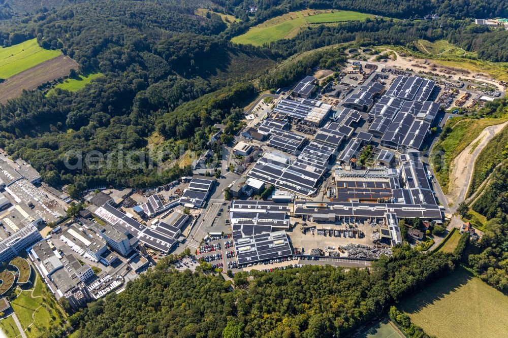 Ennepetal from above - Building and production halls on the premises of dormakaba Deutschland on DORMA Platz in Ennepetal in the state North Rhine-Westphalia, Germany