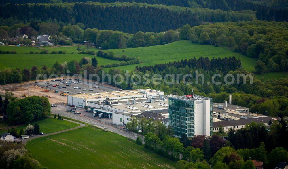 Ennepetal from above - Building and production halls on the premises dormakaba on place DORMA Platz in Ennepetal at Ruhrgebiet in the state North Rhine-Westphalia, Germany