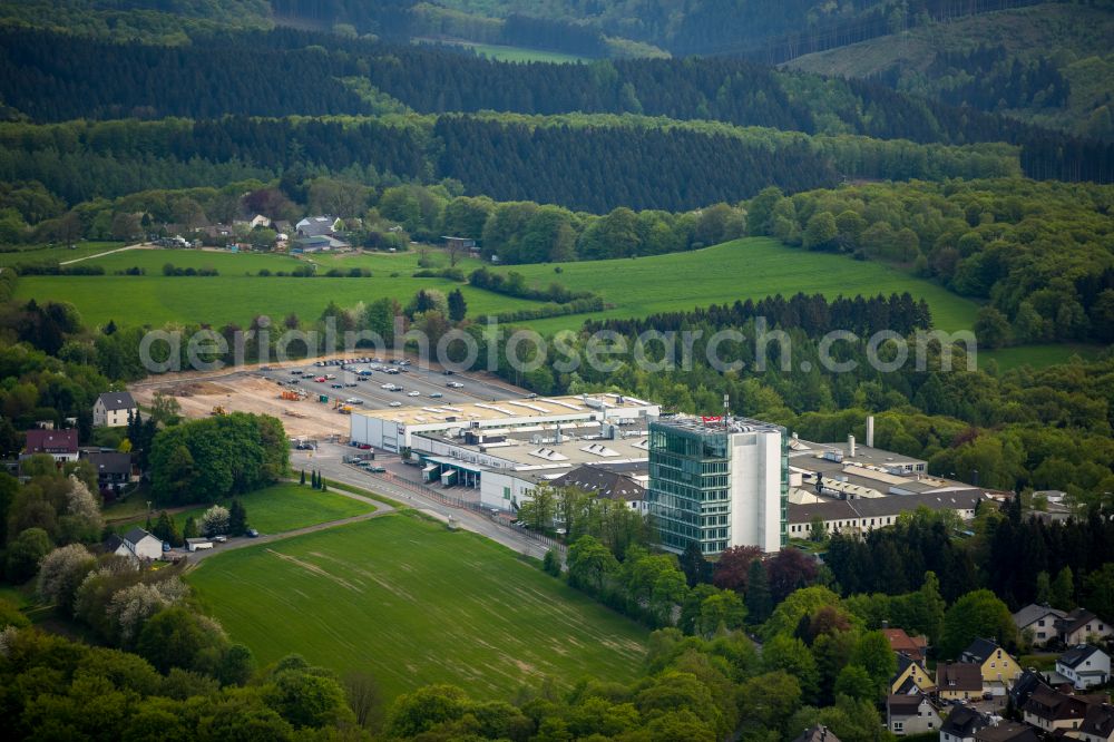 Ennepetal from the bird's eye view: Building and production halls on the premises dormakaba on place DORMA Platz in Ennepetal at Ruhrgebiet in the state North Rhine-Westphalia, Germany
