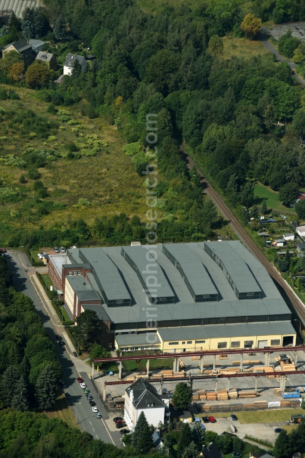 Chemnitz from above - Building and production halls on the premises of dpl Chemnitz GmbH in the Einsiedler Strasse in Chemnitz in the state Saxony