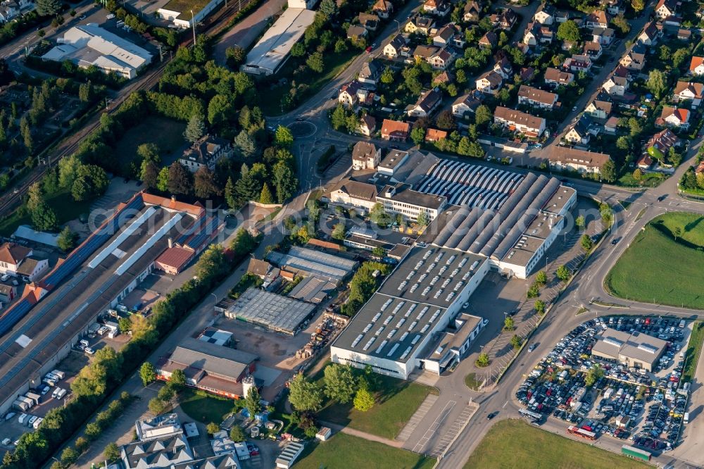 Schopfheim from above - Building and production halls on the premises of DREISTERN GmbH & Co. KG on Hohe-Flum-Strasse in Schopfheim in the state Baden-Wurttemberg, Germany