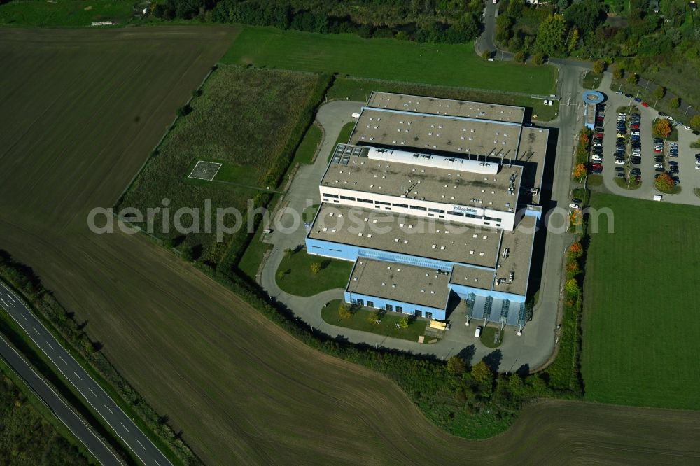 Aerial photograph Barleben - Buildings and production halls on the factory premises of the offset printing of Druckzentrum Barleben with the Volksstimme Multimedia GmbH on Verlagsstrasse in the district Suelzegrund in Barleben in the state Saxony-Anhalt, Germany