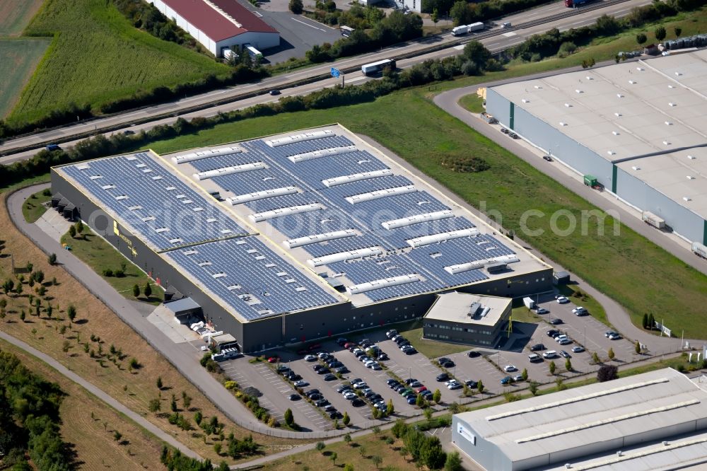 Aerial image Neuenstadt am Kocher - Buildings and production halls on the factory premises of the offset printing of A. Lanofer GmbH & Co. KG (Autajon Group) in of Heinz-Lanofer-Strasse in Neuenstadt am Kocher in the state Baden-Wurttemberg, Germany