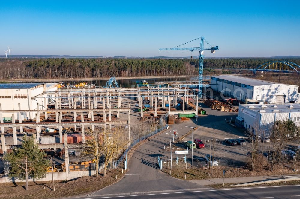 Aerial image Eberswalde - Building and production halls on the premises Eberswalder Stahlhandel GmbH in Eberswalde in the state Brandenburg, Germany