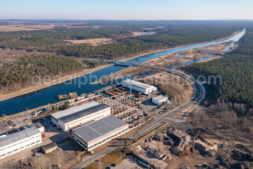 Aerial photograph Eberswalde - Building and production halls on the premises Eberswalder Stahlhandel GmbH in Eberswalde in the state Brandenburg, Germany