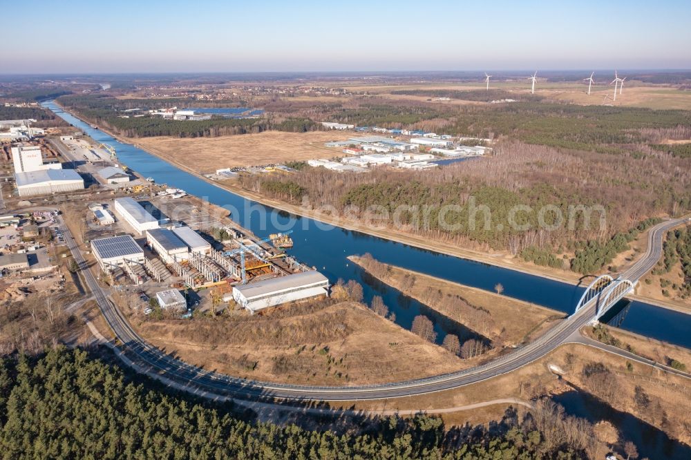 Aerial photograph Eberswalde - Building and production halls on the premises Eberswalder Stahlhandel GmbH in Eberswalde in the state Brandenburg, Germany