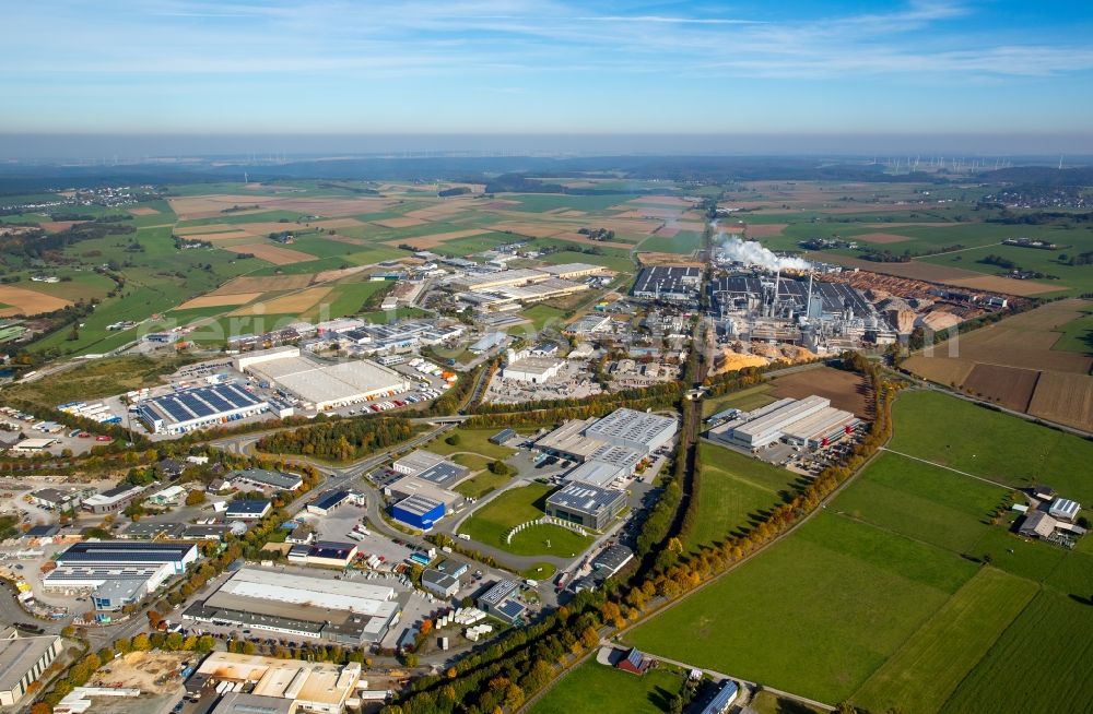 Aerial image Brilon - Building and production halls on the premises of Egger Holzwerkstoffe Brilon GmbH & Co. KG in Brilon in the state North Rhine-Westphalia