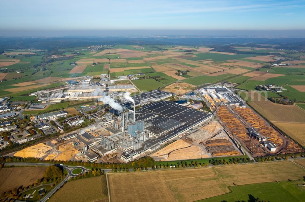 Brilon from the bird's eye view: Building and production halls on the premises of Egger Holzwerkstoffe Brilon GmbH & Co. KG in Brilon in the state North Rhine-Westphalia