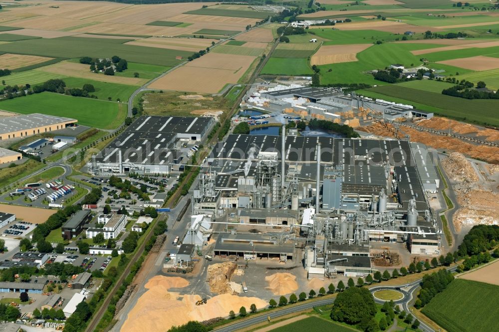 Aerial image Brilon - Building and production halls on the premises of Egger Holzwerkstoffe Brilon GmbH & Co. KG Im Kissen in Brilon in the state North Rhine-Westphalia, Germany