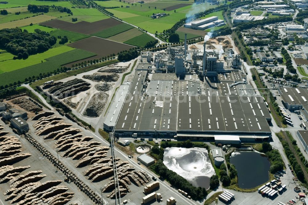 Brilon from the bird's eye view: Building and production halls on the premises of Egger Holzwerkstoffe Brilon GmbH & Co. KG Im Kissen in Brilon in the state North Rhine-Westphalia, Germany