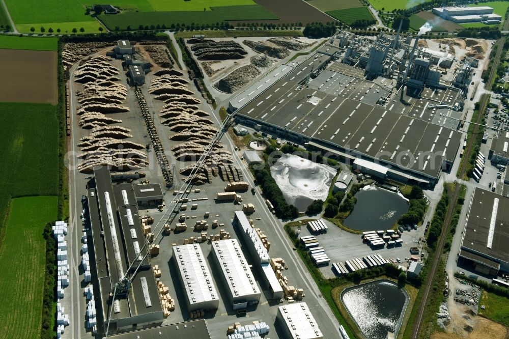 Aerial image Brilon - Building and production halls on the premises of Egger Holzwerkstoffe Brilon GmbH & Co. KG Im Kissen in Brilon in the state North Rhine-Westphalia, Germany