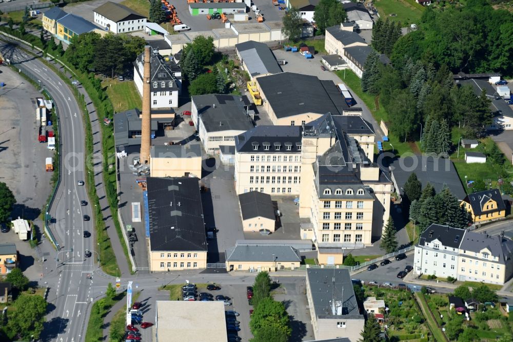 Aerial image Annaberg-Buchholz - Building and production halls on the premises of ELEKTRO INNOVATION ANNABERG GMBH in Annaberg-Buchholz in the state Saxony, Germany