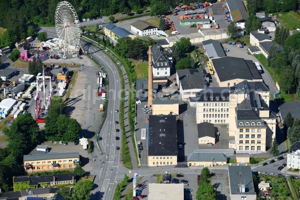 Aerial photograph Annaberg-Buchholz - Building and production halls on the premises of ELEKTRO INNOVATION ANNABERG GMBH in Annaberg-Buchholz in the state Saxony, Germany