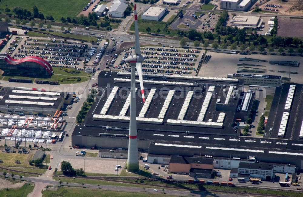 Magdeburg from above - Premises of the wind turbine manufacturer ENERCON GmbH in Magdeburg in Saxony-Anhalt