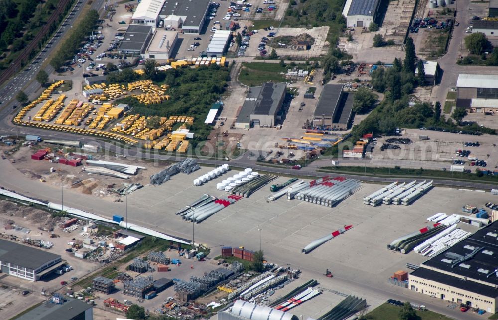 Aerial image Magdeburg - Premises of the wind turbine manufacturer ENERCON GmbH in Magdeburg in Saxony-Anhalt