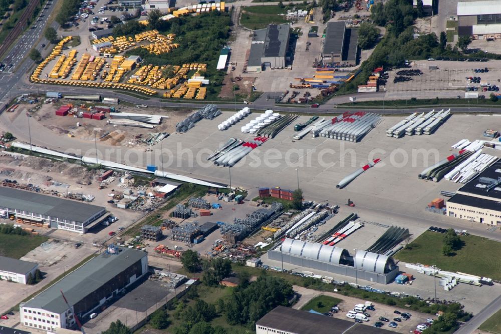 Magdeburg from above - Premises of the wind turbine manufacturer ENERCON GmbH in Magdeburg in Saxony-Anhalt