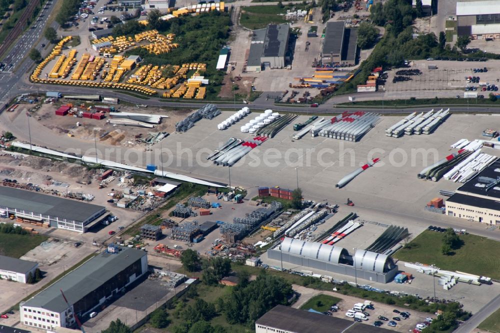 Magdeburg from the bird's eye view: Premises of the wind turbine manufacturer ENERCON GmbH in Magdeburg in Saxony-Anhalt