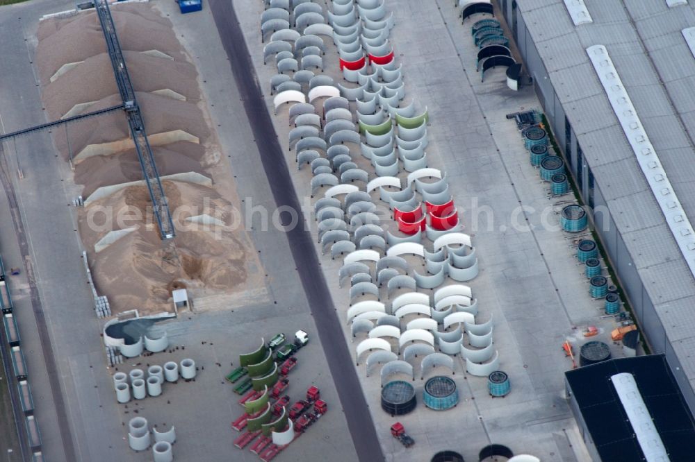 Aerial photograph Magdeburg - Premises of the wind turbine manufacturer ENERCON GmbH in Magdeburg in Saxony-Anhalt