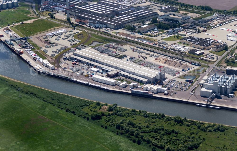 Aerial image Magdeburg - Premises of the wind turbine manufacturer ENERCON GmbH in Magdeburg in Saxony-Anhalt