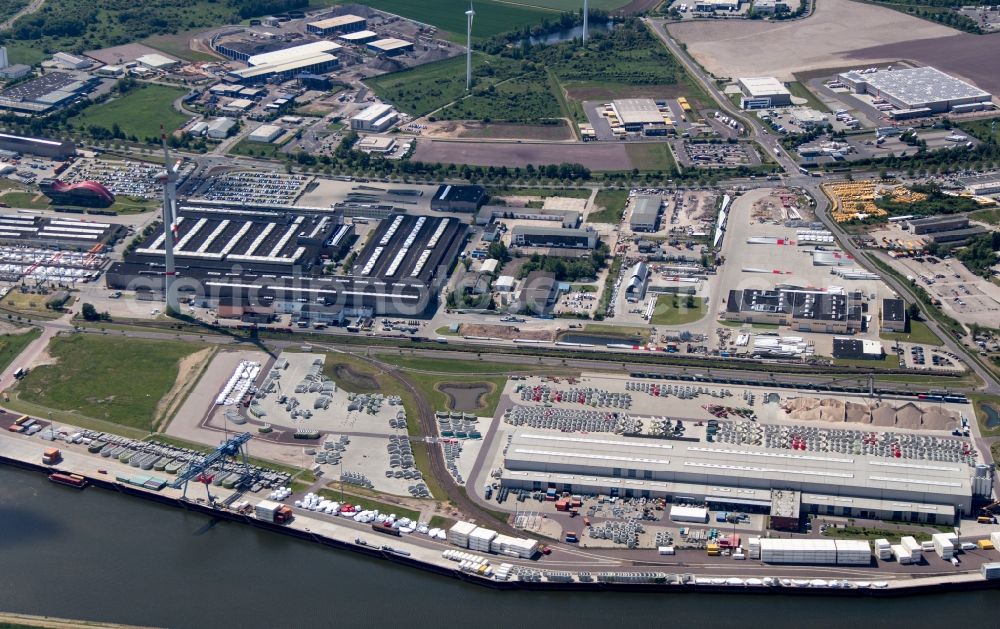 Magdeburg from above - Premises of the wind turbine manufacturer ENERCON GmbH in Magdeburg in Saxony-Anhalt