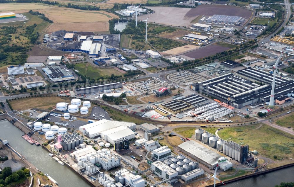 Magdeburg from the bird's eye view: Premises of the wind turbine manufacturer ENERCON GmbH in Magdeburg in Saxony-Anhalt