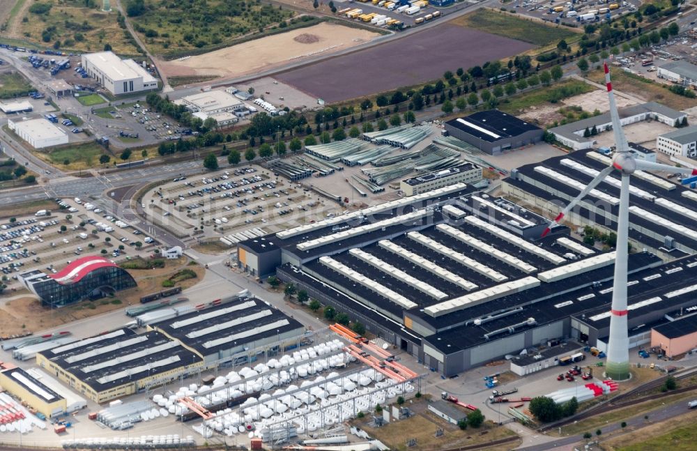 Aerial image Magdeburg - Premises of the wind turbine manufacturer ENERCON GmbH in Magdeburg in Saxony-Anhalt