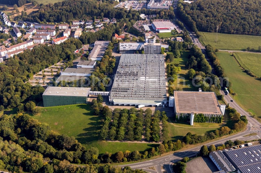 Aerial image Lüdenscheid - Building and production halls on the premises of ERCO GmbH at Heedfelder Landstrasse in Luedenscheid in the state North Rhine-Westphalia, Germany