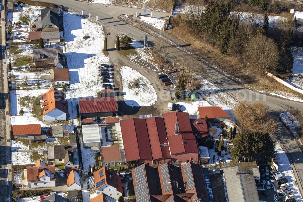 Moosburg an der Isar from above - Building and production halls on the premises Ernst Pracher GmbH on Driescherstrasse in Moosburg an der Isar in the state Bavaria, Germany