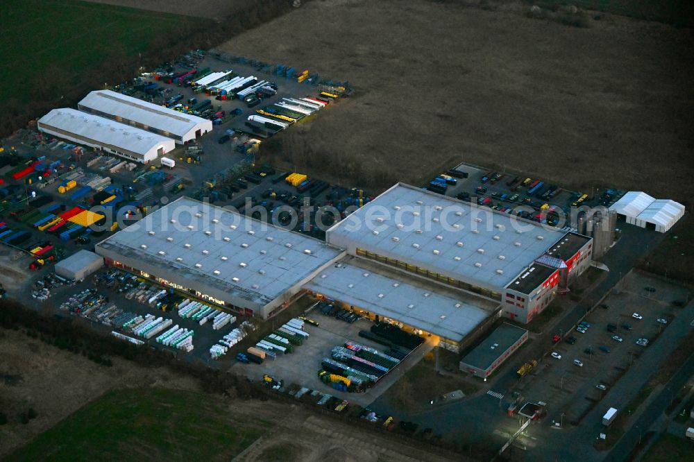 Neuruppin from above - Building and production halls on the premises of ESE GmbH on street Friedrich-Bueckling-Strasse in Neuruppin in the state Brandenburg, Germany