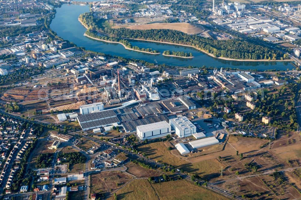 Aerial image Mannheim - Building and production halls on the premises Essity Mannheim (ZeWa) in the district Sandhofen in Mannheim in the state Baden-Wurttemberg, Germany