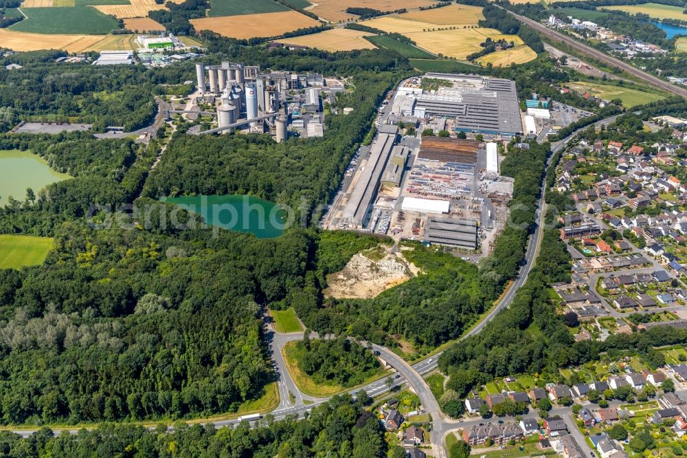 Neubeckum from above - Building and production halls on the premises of Eternit GmbH in Neubeckum in the state North Rhine-Westphalia, Germany