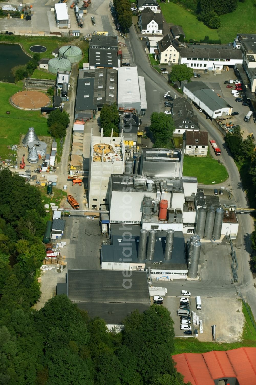 Lindlar from above - Building and production halls on the premises of Eurolat GmbH in Lindlar in the state North Rhine-Westphalia, Germany