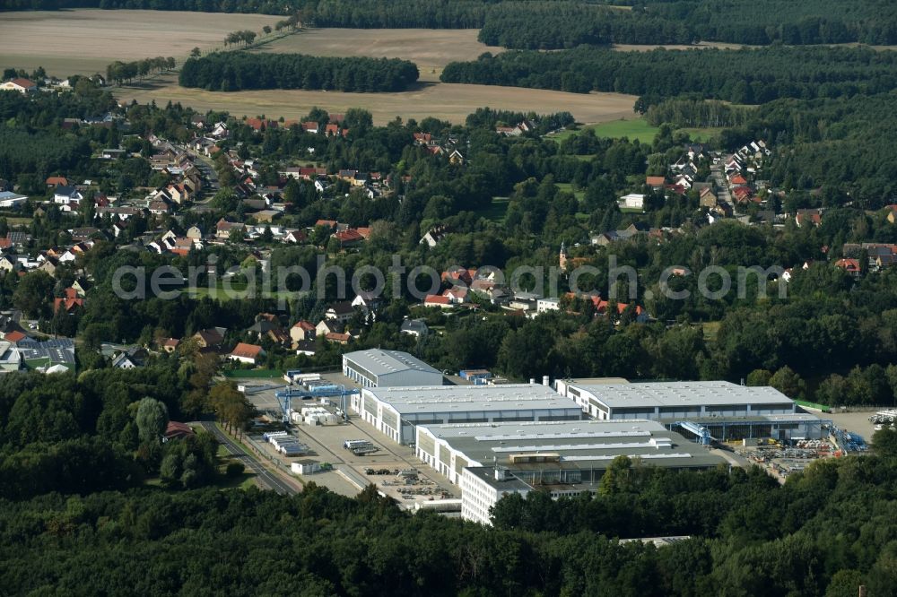 Aerial photograph Lutherstadt Wittenberg - Building and production halls on the premises of Feldbinder Spezialfahrzeugwerke GmbH (Werk Wittenberg) in Lutherstadt Wittenberg in the state Saxony-Anhalt