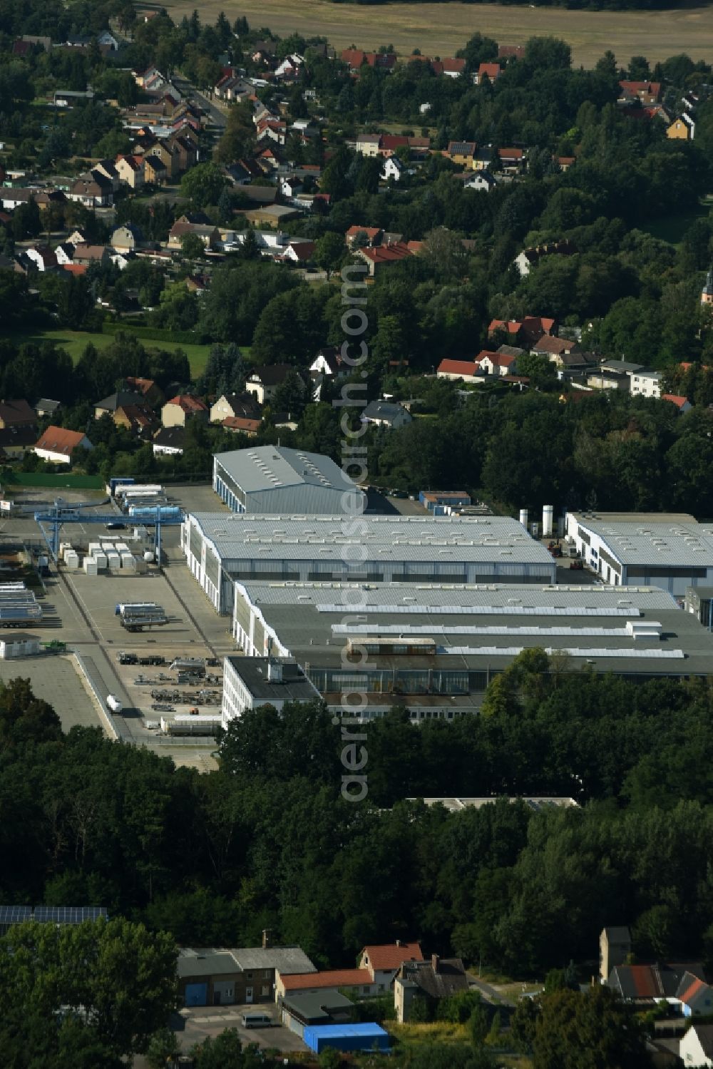 Aerial image Lutherstadt Wittenberg - Building and production halls on the premises of Feldbinder Spezialfahrzeugwerke GmbH (Werk Wittenberg) in Lutherstadt Wittenberg in the state Saxony-Anhalt