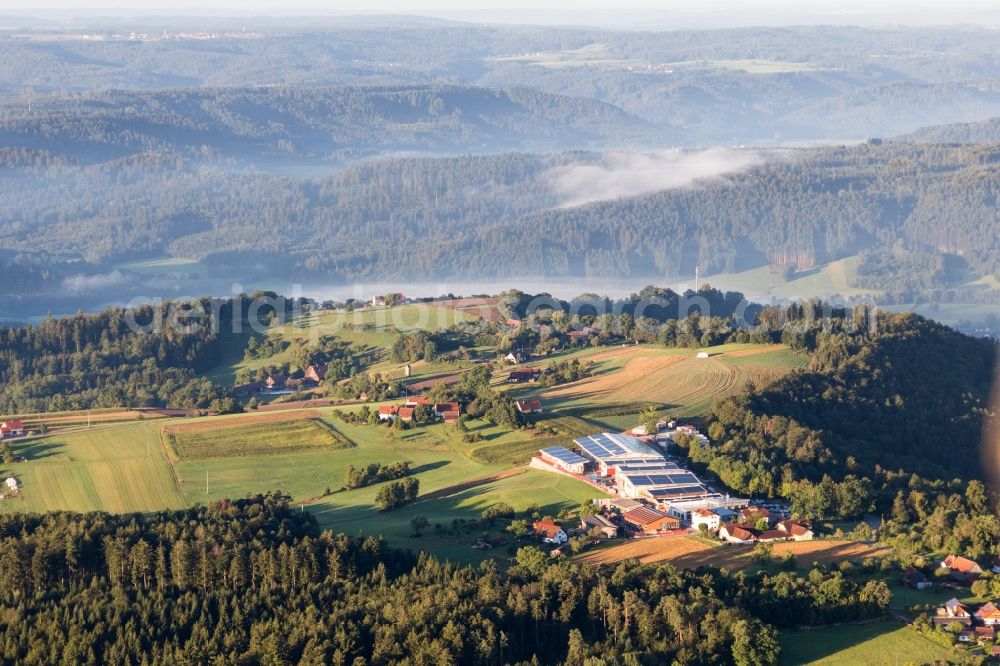 Aerial photograph Oberrot - Building and production halls on the premises of Fertighaus WEISS GmbH in the district Scheuerhalden in Oberrot in the state Baden-Wuerttemberg, Germany