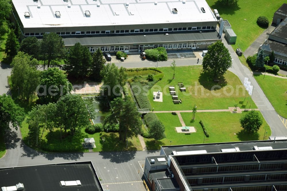 Schwarzenbek from the bird's eye view: Building and production halls on the premises of Fette Compacting GmbH along the Grabauer Strasse in Schwarzenbeck in the state Schleswig-Holstein, Germany