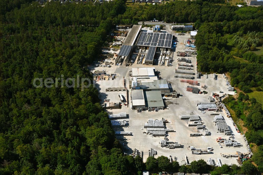 Bornhöved from above - Building and production halls on the premises of Firma BERDING BETON GmbH and Oskar Heuchert GmbH & Co KG in Bornhoeved in the state Schleswig-Holstein, Germany