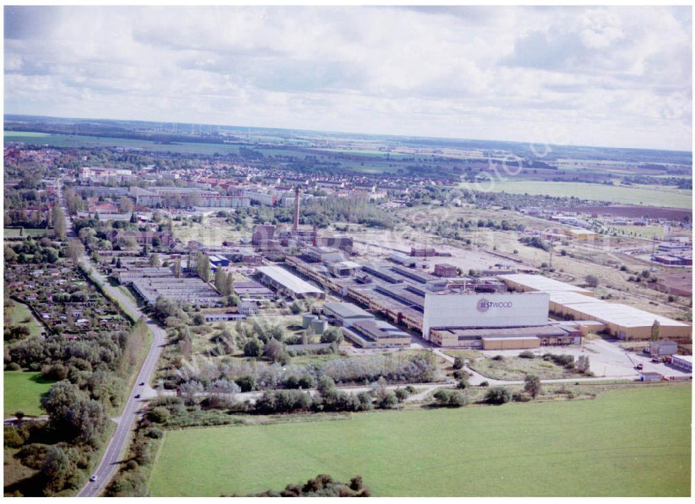 Ribnitz-Damgarten / Mecklenburg Vorpommern from the bird's eye view: Werksgelände der Firma Bestwood E. F. Kynder GmbH (03821) 58-0 Körkwitzer Weg 55 18311 Ribnitz-Damgarten