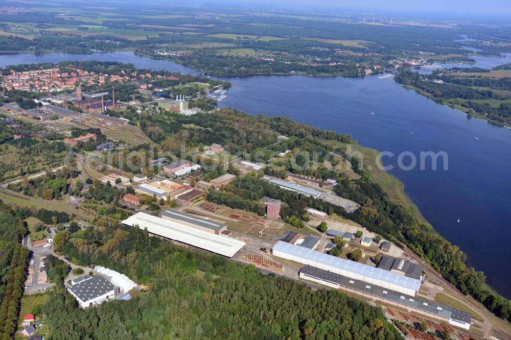 Brandenburg Havel from the bird's eye view: Views at the plant site of the company Gleisbaumechanik Brandenburg / H. GmbH in Brandenburg upon Havel the federal state of Brandenburg